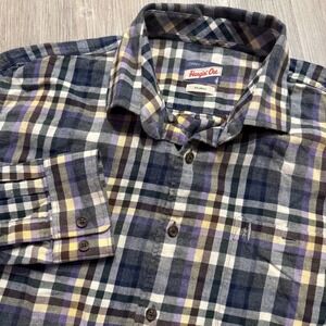 Johnnie-O Mens 2XL Hangin Out Charcoal Plaid‎ Flannel Shirt